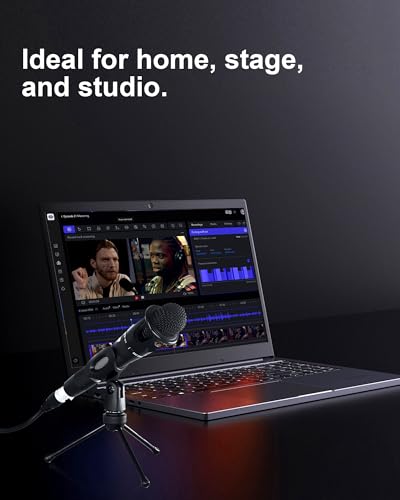 SUUNTOK Desk Microphone Stand with Mic Clip Holder, Foldable Tripod with Non-slip Feet Adjustable Desktop Mic Stand, Ideal for Podcast, Online Chat, meetings with dynamic mics Like SM58 57 PGA48 etc.