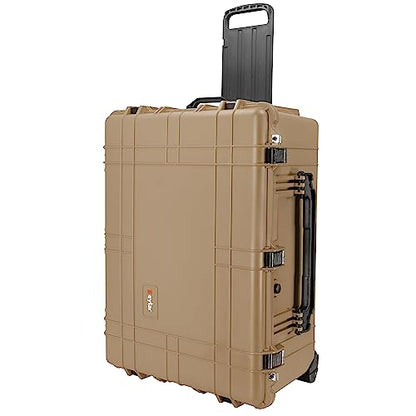 Eylar 31.5" X-Large Protective Roller Hard Case for Cameras, Drones, Tools, and AV Equipment with IP67 Waterproof, Shock Resistant, and Customizable Foam Inserts (Tan FDE) - color: Tan