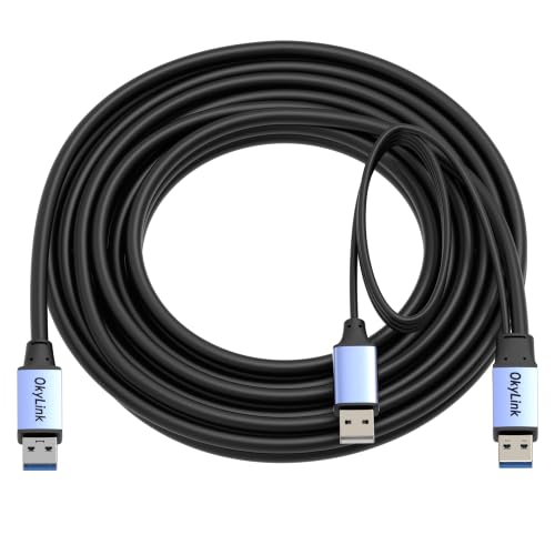 OkyLink Active USB 3.0 Data Cable A to A, Male to Male 5Gbps, 15ft | 5M, 3.2 Gen 1, Comes with power cable, for Industrial Printer and Scanner - color: USB3.0(5Gbps), size: 15ft (5m)
