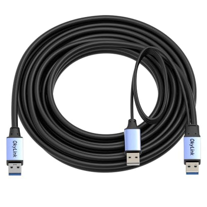OkyLink Active USB 3.0 Data Cable A to A, Male to Male 5Gbps, 15ft | 5M, 3.2 Gen 1, Comes with power cable, for Industrial Printer and Scanner - color: USB3.0(5Gbps), size: 15ft (5m)