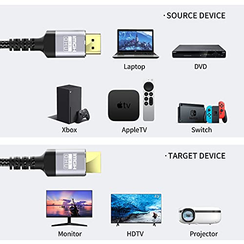 Soonsoonic 4K HDMI Cables 3Ft | 18Gbps Ultra High Speed HDMI 2.0 Cable & 4K@60Hz HDR ARC HDCP2.2 Ethernet-Braided HDMI Cord | for UHD TV Monitor Laptop Xbox PS4/PS5 ect (0.9m) - size: 3FT