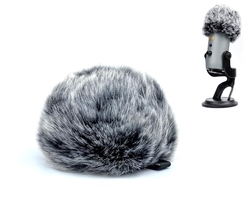 Pop Filter/Windscreen for Blue Yeti and Yeti Pro Microphones, Furry Mic Cover for Wind and Ambient Noise Reduction - color: Fuzzy-BlackWhite