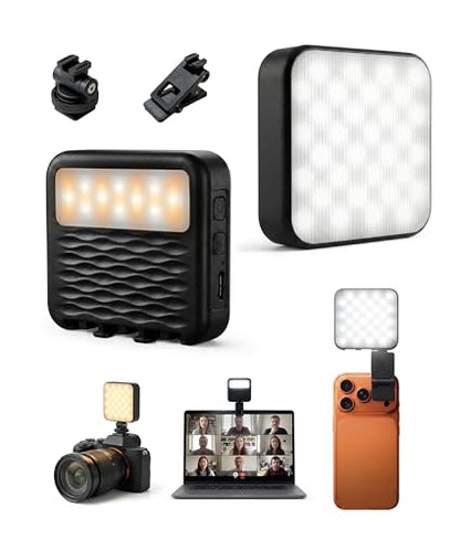 85LEDs Dual-Sided Portable Selfie Light for Dual Camera Recording, Pocket Video Light with Phone Clip & Cold Shoe Mount, 2000mAh Rechargeable for iPhone, Laptop, Vlogging, Zoom & Live Streaming