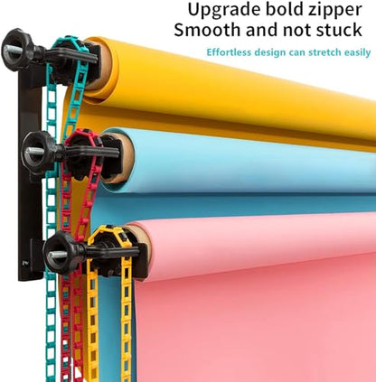 3 Roller Photography Backdrop Background Support Wall Mount Manual Pull Down System for Photo Studio with 6 Expand Bars + 3 Chains + 2 Tri-fold Hooks for Holding 3 Backdrops