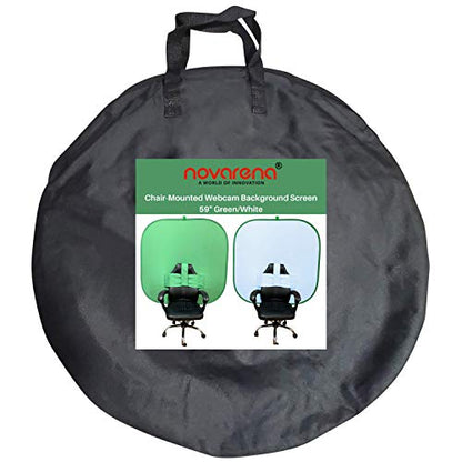 NOVARENA Green Screen Behind Chair Attachment Backdrop Kit – Portable Chroma Key for Streaming, Gaming, Video Calls, Virtual Background, Home Office, Photography – 5ft by 5ft, Reversible, Foldable