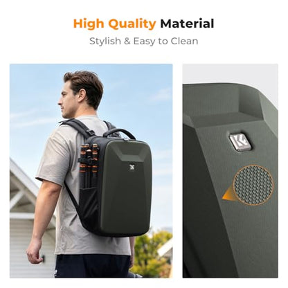 K&F CONCEPT Camera Backpack,Hardshell Photography DSLR Camera Bag with 15-15.6 Inch Laptop Compartment Waterproof Hard Shell Camera Case - color: Deep Green
