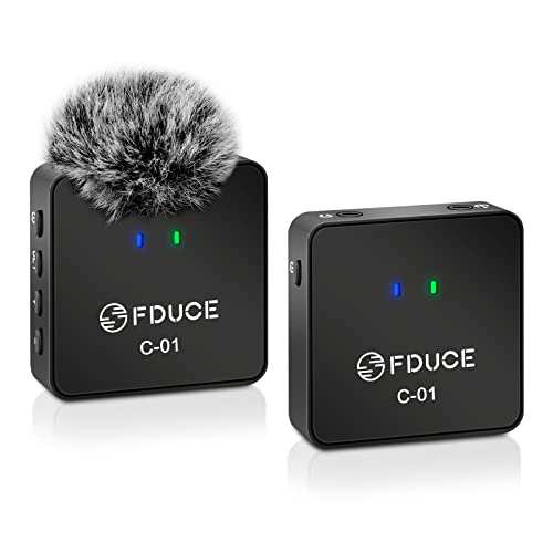 FDUCE UHF Wireless Lavalier Microphone System for Phone & Camera, Mini Portable Clip On Condenser Microphone, Lapel Microphone Wireless for YouTube, Podcast, Interview, Streaming, ASMR Recording