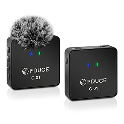 FDUCE UHF Wireless Lavalier Microphone System for Phone & Camera, Mini Portable Clip On Condenser Microphone, Lapel Microphone Wireless for YouTube, Podcast, Interview, Streaming, ASMR Recording
