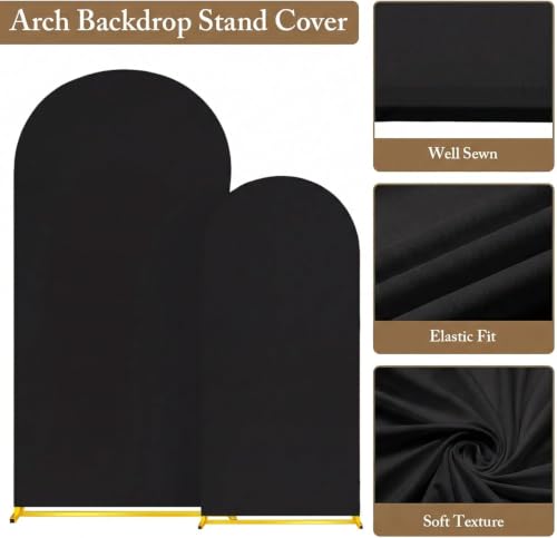 Toolterritary Metal Arch Backdrop Stand and Cover Set, 7.2FT, 6FT Party Backdrop, Easy to Assemble, Backdrop Stand for Parties, Birthday, Baby Showe - color: Black, size: 7.2ft, 6ft