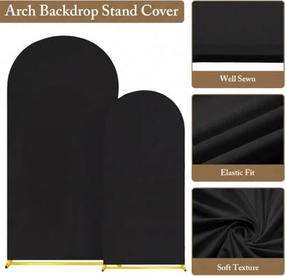 Toolterritary Metal Arch Backdrop Stand and Cover Set, 7.2FT, 6FT Party Backdrop, Easy to Assemble, Backdrop Stand for Parties, Birthday, Baby Showe - color: Black, size: 7.2ft, 6ft
