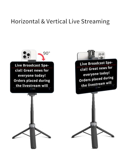 Large Screen Teleprompter Holder for Tablet/Phone with Extendable Tripod, Dual-Clamp Design with Interchangeable 3 Sizes of Clamps. Perfect for Live Streaming/Recording/Video Conference - size: holder with 22-inch tripod