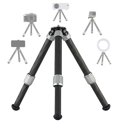LEOFOTO Carbon Fiber Small Tabletop Travel Tripod, Weight 160g/0.35lb, Maxload 5kg/11lb, Lightweight Tripod Stand, 1/4" Inch Screw, for Camera/Phone Holder/Projector, MT-02C Long Version (MT-02CL) - size: MT-02CL Long Version