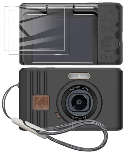 Silicone Case for kodak pixpro C1 Digital Camera with 2PCS Screen Protector and Lanyard - Black - color: Black