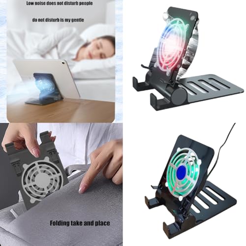 USB Tablet Phone Cooling Stand, Quiet Fan with Stable Folding Bracket Cooling Support for Electronic Devices Stable Base - color: Black