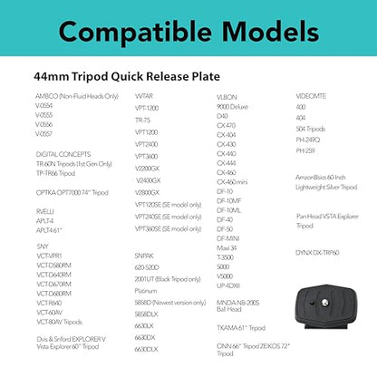 Foto&Tech 2 Pieces 44mm Tripod Quick Release Plate, Camera Adapter for Tripod with 1/4"-20 Screw Replacement for DSLR Cameras Smartphones Camcorders Compatible with Vista and Other Tripods - size: 44mm