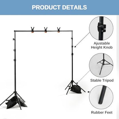 Backdrop Support Stand 6.6 x 10FT Photo Backdrop Stand Adjustable Photography Studio Background Support System Kit with Carrying Bag and 3 Clamps for Photo Video Shooting, Wedding, Party (6.6 x 10 ft) - size: 6.6 x 10 ft