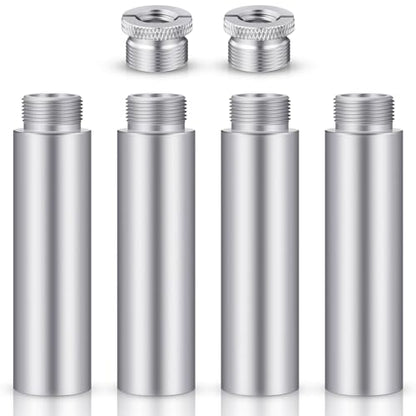 Weewooday 4 Pieces Mic Stand Extension Tube 5/8 Inch Microphone Extension Pipe Aluminium Alloy Stand Extenders Screw Boom Tubes with 2 Metal Adapters(Sliver) - color: Sliver