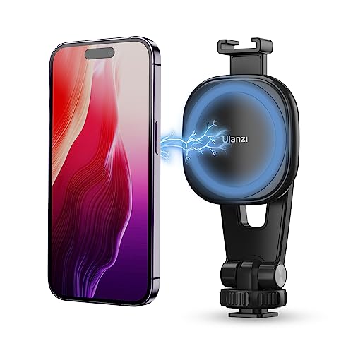 ULANZI Magnetic iPhone Tripod Mount MA23, Magnet Phone Holder Adapter Tripod Attachment Compatible with MagSafe Only for iPhone 12 13 14 15 16 Plus Pro Max All Series | Cold Shoe Mount for Tripod Attachment, Magnet Phone Holder w 360° Rotation 1/4'' Screw