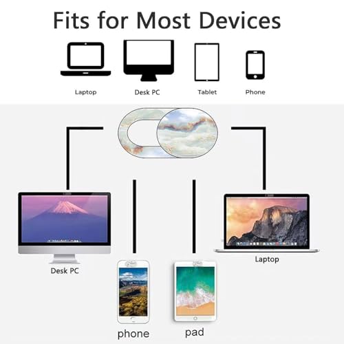 Marble Laptop Camera Cover Slide Cute 8 Pack, Webcam Cover Slide Phone Camera Cover, FadyRaye Ultra-Thin Computer Camera Cover Slide Blocker Fits Cell Phone Laptop, Desktop PC, Tablet