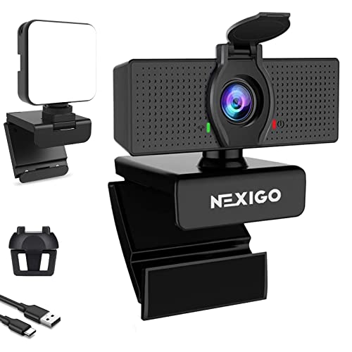 NexiGo 1080P Business Webcam Kits, N60 HD Web Camera with Microphone and Privacy Cover, Software Control, Enhanced Video Conference Lighting Kit with Webcam Style Clip, for Zoom/Skype/Teams