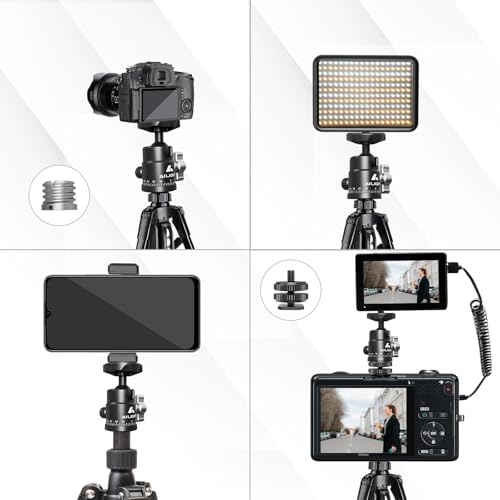Ailight Mini Ball Head, 360° Panoramic Tripod Head, Universal 1/4" to 3/8" Screw Adapter Swivel Mini Ball Head Screw Tripod Mount, Dual Cold Shoe Mount for DSLR Cameras Camcorder（4 Pack - size: 4 pack