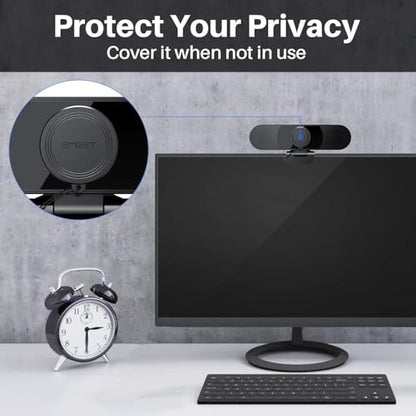EMEET C980 PRO 3-in-1 1080P Webcam with Microphone and Speaker, 60°-98° Wide Angle Webcam w/ 4 Noise Cancel Mics, 2 Speakers, Auto Low Light Correction W/Cover, USB Camera for Online Conference/Class - style: 1080P with 4Mics 2Speakers