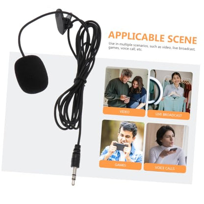 Ciieeo 5pcs Clip-on Lavalier Microphones, Professional Omnidirectional Condenser Mic for Phone Recording, Black Wired Lapel Mics for Teaching, Interviews, Vlogging, and Public Speaking