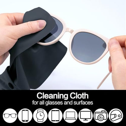 Vemiss 6 Pack Microfiber Glasses Cleaning Cloth, Wipes Lens Eyeglasses & Screens - Reusable, Portable with Keychain & Pouch - Sunglasses, Jewelry, Phone Cleaner Cloth (Black+Grey) - color: Black+grey