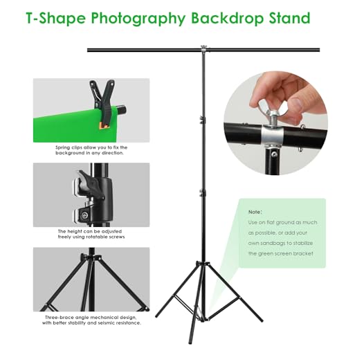 Green Screen Backdrop Kit, Portable Greenscreen Background with T-Shaped Stand, 5 Clamps & Carrying Bag for Photography, Streaming, Zoom, Gaming, (Green, 6.5 Feet X 5.0 Feet) - color: 78×59IN Green