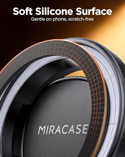 Miracase for MagSafe Car Mount[3600gf Strong Magnet & 89+LBS Suction Base]Vacuum Magnetic Phone Holders for Your Car, 360° Adjustable Dashboard & Windshield Mount with Dash Accents for All Smartphones - color: Carbon Black