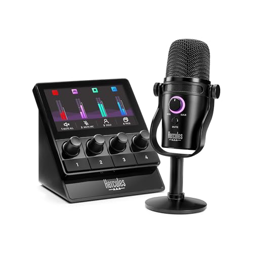 Hercules Stream Starter Kit, Includes Stream 100 and HUD-600 USB Microphone + 3 Months Voicemod Pro, Core Streaming apps pre-Integrated (OBS, Streamlabs), Compatible with PC Only - style: Starter Kit