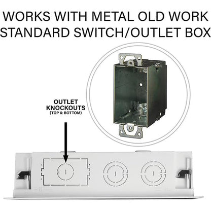 Legrand - OnQ Cable Management, In-Wall Media Box, Dual Purpose Structured Wiring Enclosure, TV Home Theater Recessed Storage Box, 17 Inch, White, ENP1700NA - size: 17 inch