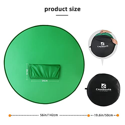 Portable Green Screen Backdrop (56''), Collapsible Webcam Background for Chair, Chroma Key for Home Office Video Conferencing