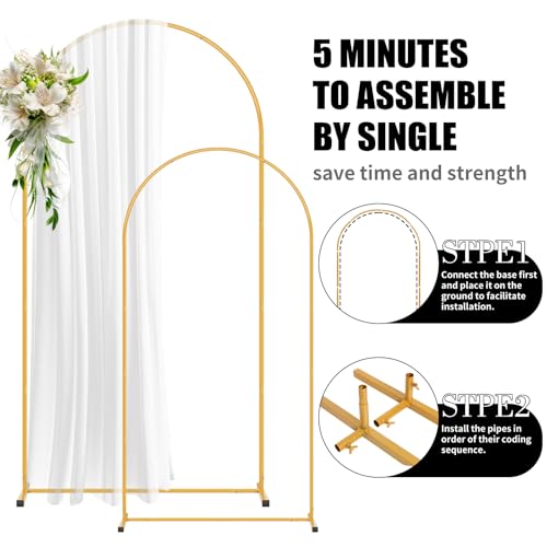 2 Pack Arch Backdrop Stand and Cover Set (7.2FT/6FT), Balloon Arch Stand, Metal Background Arch Stand, Backdrop Arch Frame, Wedding Arch for Backdrop (Black Cover) - color: Arch with Black Cover-(7.2FT/6FT)