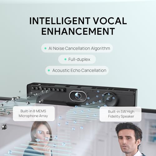 Yealink UVC34 4K Conference Room Camera System 10 Microphone 8 MP All-in-One Video Conferencing System AI Auto Framing 120° Field of View Microsoft Teams Certified Webcam Zoom Rooms USB-A - color: UVC34