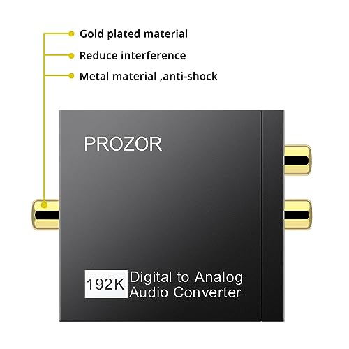 PROZOR 192KHz Digital to Analog Audio Converter DAC Digital Optical to RCA Analog L/R Converter, SPDIF Toslink Optical to 3.5mm Jack Adapter for PS3 HD DVD PS4 Amp Apple TV Home Cinema -Aluminum Alloy - size: Aluminum Alloy Shell, style: 2.0CH PCM