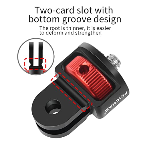 Upgraded Universal Camera Mount Adapter 360 Degree Swivel 1/4" Screw Converter CNC Aluminum Metal Compatible with Gopro Hero 10 9 8 7, Eken, Insta360 One X X2 R Action Camera (Red) - color: Red