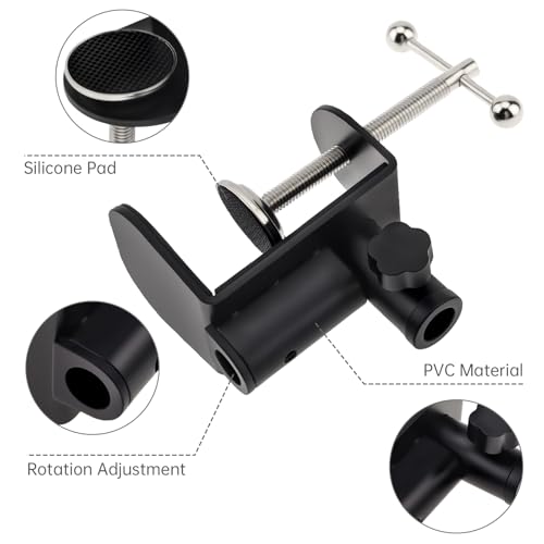 C-Clamp Base Stand Mounting Accessory, Metal Table Mount Desk Clamp for Desktop Lamp Monitor Microphone Mic Arm Stand (12mm/0.47" Dia Hole)