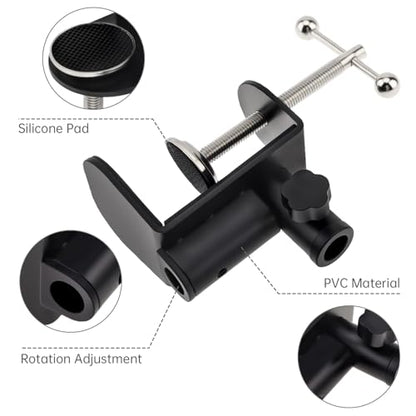C-Clamp Base Stand Mounting Accessory, Metal Table Mount Desk Clamp for Desktop Lamp Monitor Microphone Mic Arm Stand (12mm/0.47" Dia Hole)