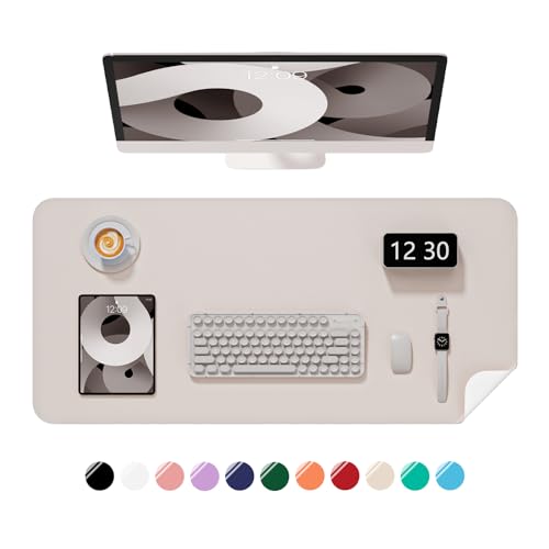 Desk Pad, 30" x 14" PU Leather Non-Slip Desk Mat Large Mouse Pad for Desktop, Waterproof Laptop Computer Writing Mat for Office, Home, Work, Gaming, Beige Gray - color: Beige Gray, size: 30" x 14"