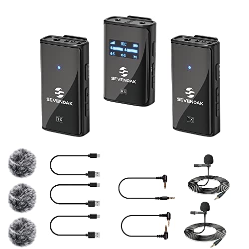 Sevenoak Wireless Lavalier Microphone for Cameras Camcorder,Noise Cancellation,328ft Range,3 Pickup Modes,Compact Clip-on Lapel Mic for Video Recording Interview YouTube Live Streaming