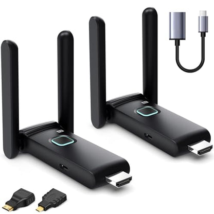 Wireless HDMI Transmitter and Receiver,HDMI Wireless Remote Adapter 165FT/50M,No Hot,Plug and Play,2.4/5GH for 1080P Wirelessly Streaming Video from Laptop,Cable Box,Camera,PC to Monitor/TV/Phone - size: 1*RX+1*TX