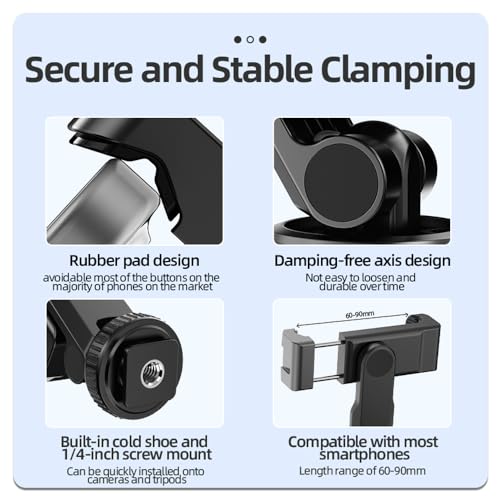 Coyktonty Phone Holder Set for DJI OSMO Pocket 3/Pocket 4 with 1/4 Threaded Hole and Cold Shoe Groove Attaches to tripods, Selfie Sticks, Fill-in Lights.