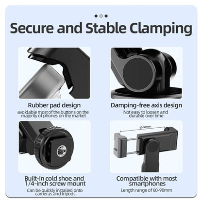Coyktonty Phone Holder Set for DJI OSMO Pocket 3/Pocket 4 with 1/4 Threaded Hole and Cold Shoe Groove Attaches to tripods, Selfie Sticks, Fill-in Lights.