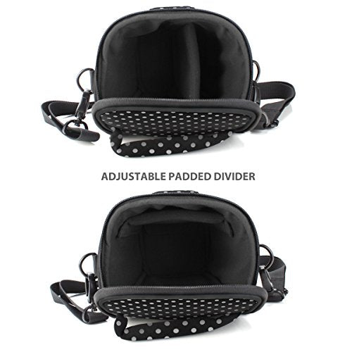 USA Gear DSLR Camera Case for Men and Women with Top Loading Accessibility, Adjustable Shoulder, Small Camera Sling Bag, Padded Handle - Camera Holster Bag for Nikon, Canon, Panasonic (Polka Dot) - color: Polka Dot