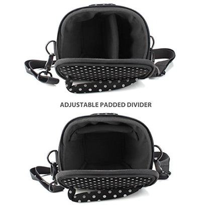 USA Gear DSLR Camera Case for Men and Women with Top Loading Accessibility, Adjustable Shoulder, Small Camera Sling Bag, Padded Handle - Camera Holster Bag for Nikon, Canon, Panasonic (Polka Dot) - color: Polka Dot