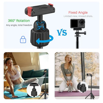 15.7" Extendable Magnetic Selfie Stick Tripod for DJI Osmo Action 5 Pro 4 3 Accessories, Portable Vlog Grip Stand with Dual-Lock Buckle, 360 Rotate Ball Head for Vertical Shooting, Black - size: Action 5 Pro/4/3