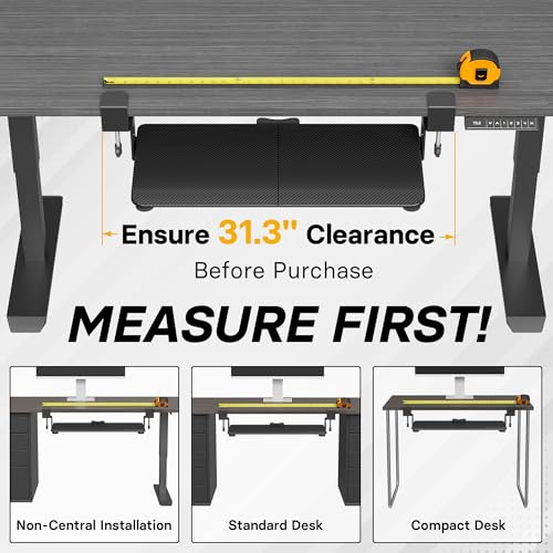 BONTEC KMT01 Under Desk Keyboard Tray, Pull-Out Keyboard & Mouse Platform with C-Clamp, 25.6 x 11.8 in Space-Saving Ergonomic Slide-Out Drawer, Black Carbon Fiber - color: Black Carbon Fiber, size: 25.6" x 11.8"