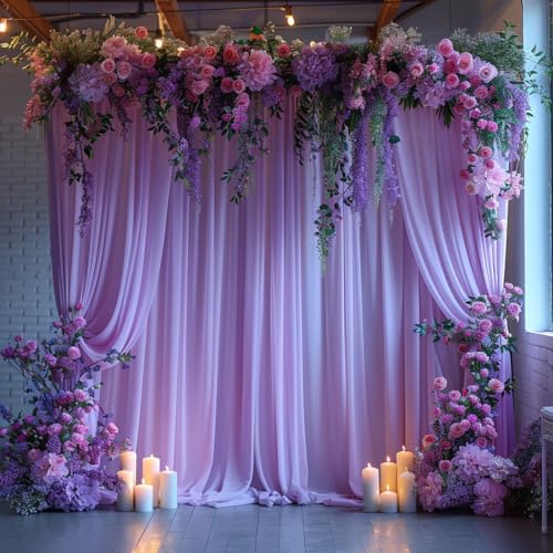 30x10ft Wrinkle Free Lavender Backdrop Curtain for Parties Soft Fabric Drapes Wedding Curtain Backdrop for Birthday Party Decorations Background for Photography 5x10ft,6 Panels - color: Lavender, size: W5' X H10'(6 Panels)