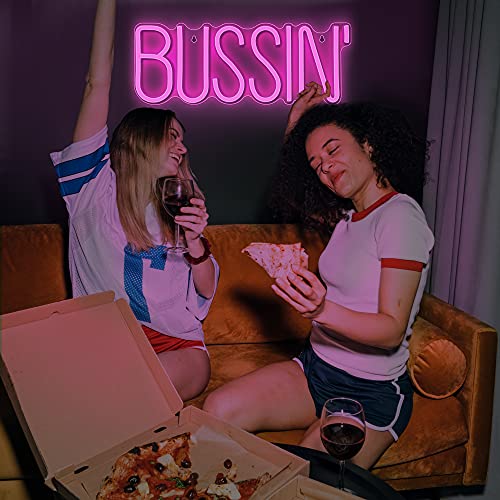 Lumoonosity Bussin Neon Sign - Meme Bussin Led Neon Lights for Gamers/Streamers/Influencers – Cool Trendy Led Signs with On/Off Switch for Wall, Bedroom, Game Room Decor - 16.9 x 6.5-inch - style: BUSSIN PINK